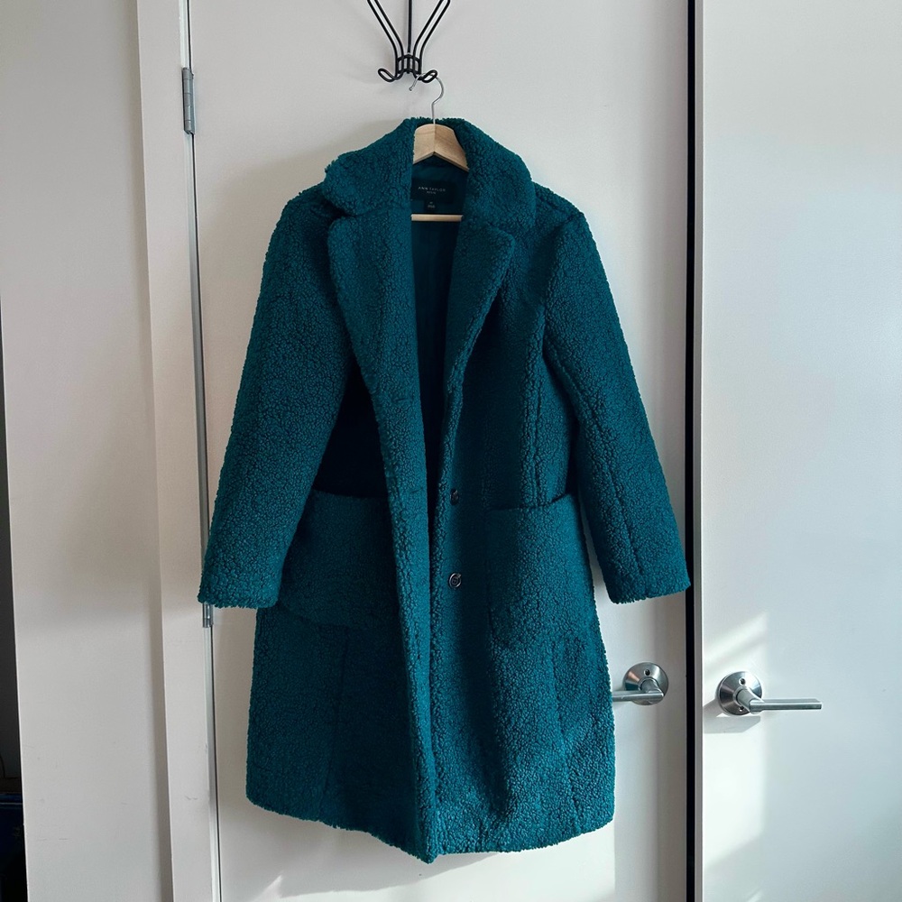 Ann Taylor Teal Coat in petite M